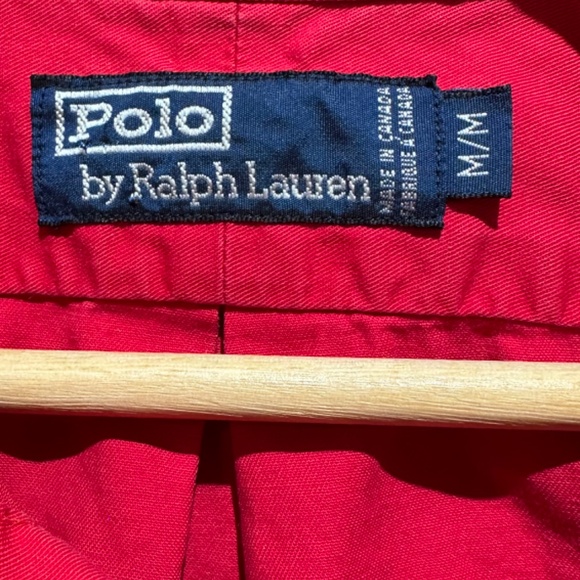 VTG Polo By Ralph Lauren Red Long Sleeve Button Up 100% Cotton (made In Canada) - Picture 6 of 7